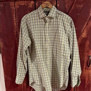 Thomas Dean Yellow and Blue Plaid Shirt